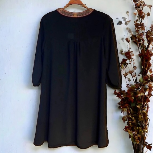 Skies are Blue Black Embroidered Boho Dress - Picture 7 of 10